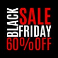 60 percent price off. Black Friday sale banner. Discount background. Special offer, flyer, promo design element. Vector illustrati Royalty Free Stock Photo